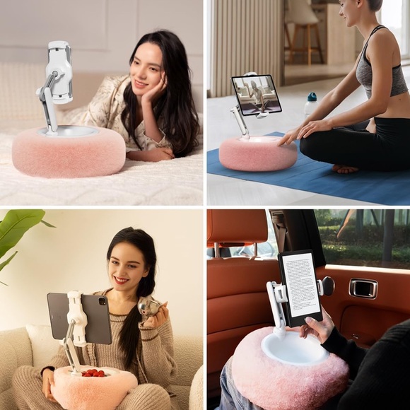 Fuzzy Bowl Phone Holder, Tablet Pillow Stand, Adjustable Phone Holder for Beds - Picture 1 of 8
